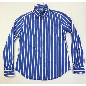 Polo Ralph Lauren Classic Fit Size 12 Womens Blue White Stripe Chest Logo Shirt
